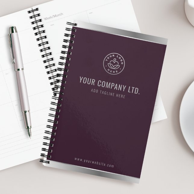 Custom Logo Elegant Burgundy Red Silver Planner (Creator Uploaded)