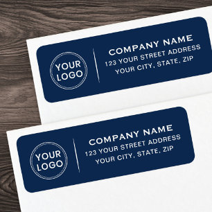 Custom logo elegant dark blue return address