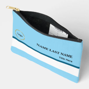 Custom Logo Elegant Dusty Blue White Magnet Accessory Pouch