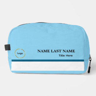 Custom Logo Elegant Dusty Blue White Magnet Dopp Kit
