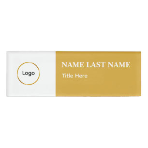 Custom Logo Elegant Dusty Blue White Magnet Name Tag