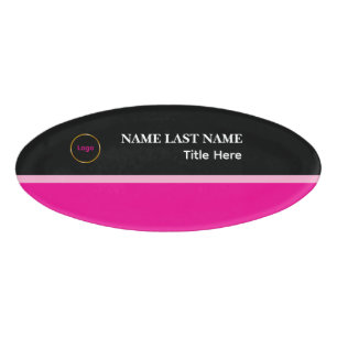 Custom Logo Elegant Dusty Blue White Magnet Name Tag