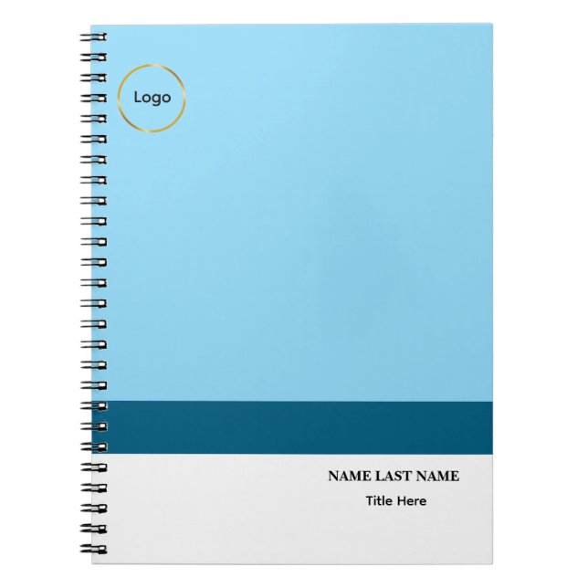 Custom Logo Elegant Dusty Blue White Magnet Notebook (Front)