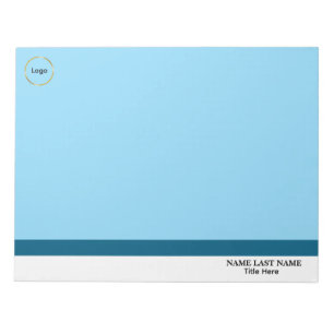Custom Logo Elegant Dusty Blue White Magnet Notepad