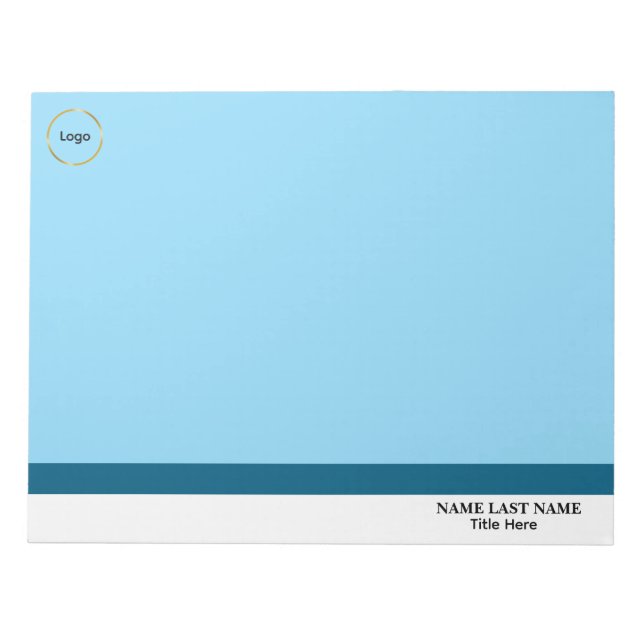 Custom Logo Elegant Dusty Blue White Magnet Notepad (Front)