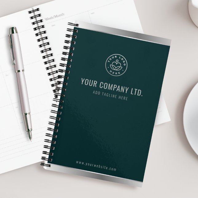 Custom Logo Elegant Emerald Green Silver Planner (Creator Uploaded)