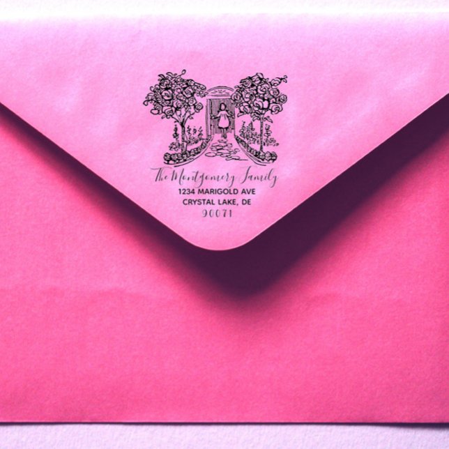 Custom Logo Elegant Family Name Return Address Rubber Stamp (Creator Uploaded)