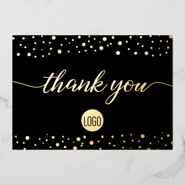 Custom Logo Elegant Gold Black Business Thank you  (Front)