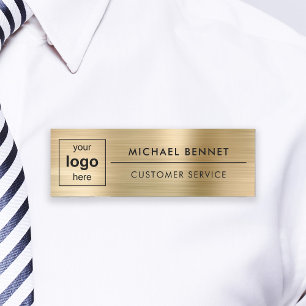 Custom Logo Elegant Gold Professional Business Name Tag