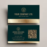 Custom Logo Elegant Green Gold QR Code
