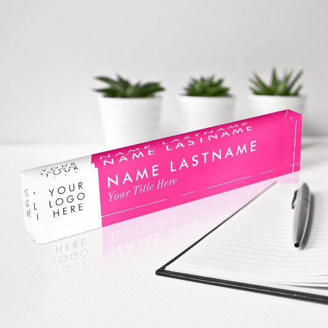 Custom Logo Elegant Minimalist Bright Pink Acrylic Nameplate (Creator Uploaded)
