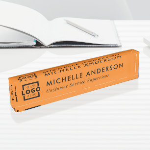 Custom Logo Elegant Modern Minimalist Orange Black Nameplate