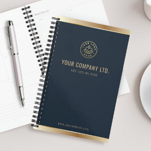 Custom Logo Elegant Navy Blue Gold Planner