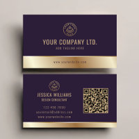 Custom Logo Elegant Purple Gold QR Code