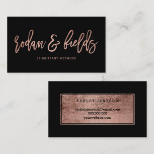 Custom logo elegant rose gold typography black business card