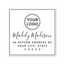 Custom logo elegant script return address