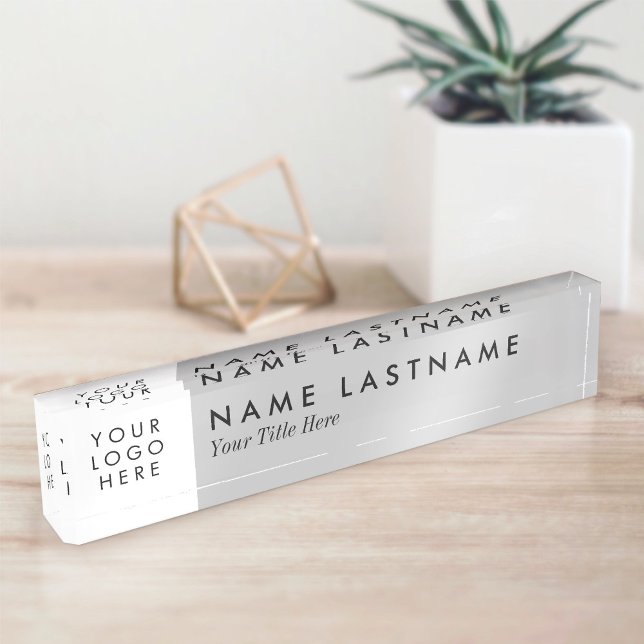 Custom Logo Elegant Simple Minimalist Light Grey Nameplate (Creator Uploaded)