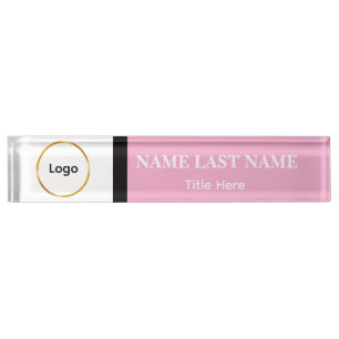 Custom Logo Elegant Soft Pink, White,Black  Nameplate