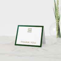 Custom Logo Emerald Gold Thank You Card