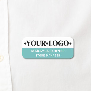 Custom Logo Employee Aqua Name Tag