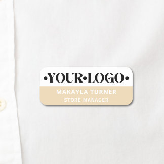 Custom Logo Employee Beige Name Tag