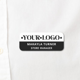 Custom Logo Employee Black White Name Tag