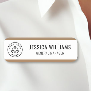 Custom Logo Employee Brown Name Tag