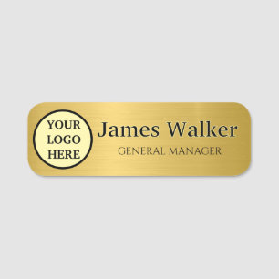 Custom Logo Employee Gold and black 2026 Trends Name Tag