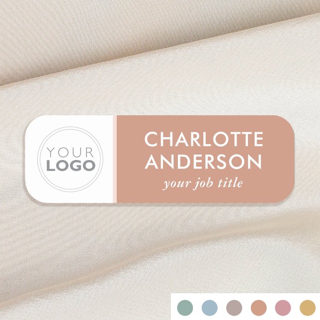 Custom Logo Employee Job Title Terracotta Name Tag (Creator Uploaded)