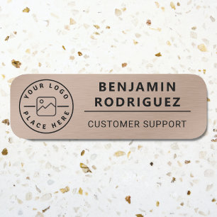 Custom Logo Employee Magnetic Faux Bronze Name Tag