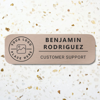 Custom Logo Employee Magnetic Faux Bronze Name Tag