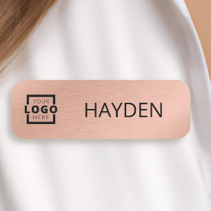 Custom Logo Employee Magnetic Faux Rose Gold Name Tag