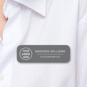 Custom Logo Employee Magnetic Grey Name Tag
