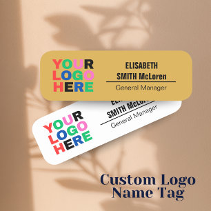 Custom Logo Employee Magnetic Pin - Faux Gold Fini Name Tag