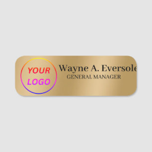 Custom Logo Employee Magnetic Safety Pin Faux Gold Name Tag