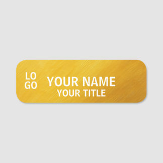 Custom Logo Employee Magnetic Safety Pin Faux Gold Name Tag