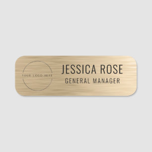 Custom Logo Employee Magnetic Safety Pin Faux Gold Name Tag