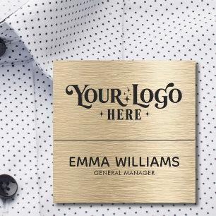 Custom Logo Employee Magnetic Safety Pin Faux Gold Name Tag