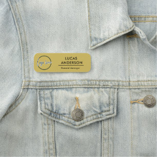 Custom Logo Employee Magnetic Safety Pin Faux Gold Name Tag