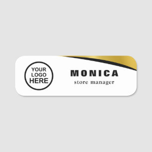 Custom Logo Employee Magnetic Safety Pin Faux Gold Name Tag