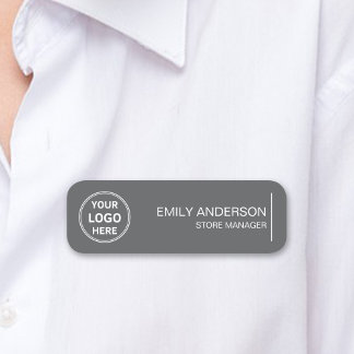 Custom Logo Employee Magnetic Safety Pin Grey Name Tag