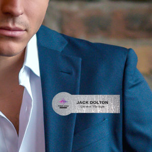 Custom Logo Employee Metallic Silver Name Tag
