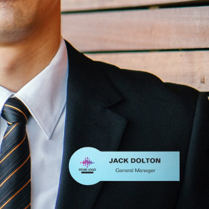 Custom Logo Employee Metallic Silver Name Tag