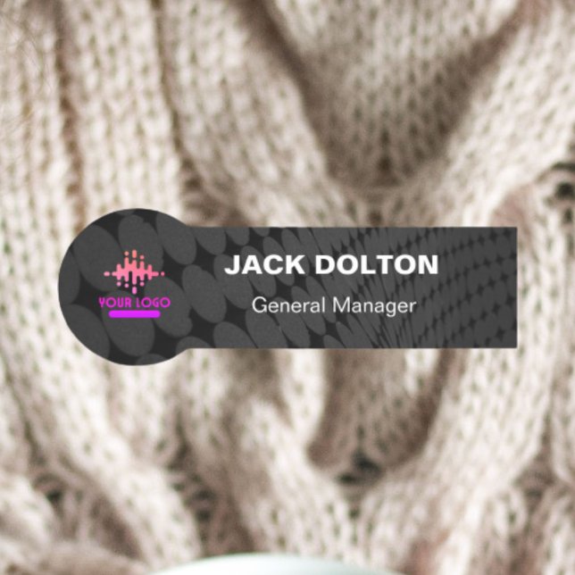 Custom Logo Employee Name Badge in Silver wit Text (Creator Uploaded)