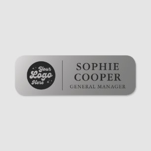 Custom Logo Employee Name Faux Silver   Name Tag