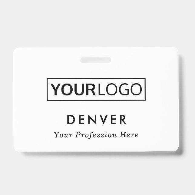Custom logo employee name title white id badge (Front)