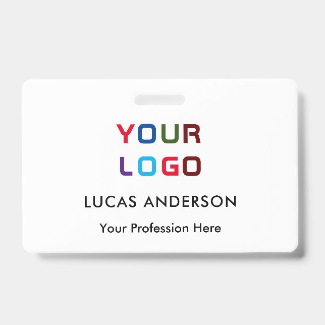 Custom logo employee name title white id badge (Front)