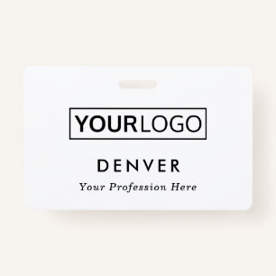 Custom logo employee name title white id ID badge