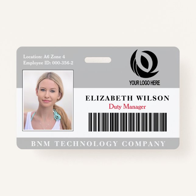 Custom Logo Employee Photo  Company Security ID Badge (Front)