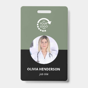 Custom Logo Employee Photo ID Sage Green Badge